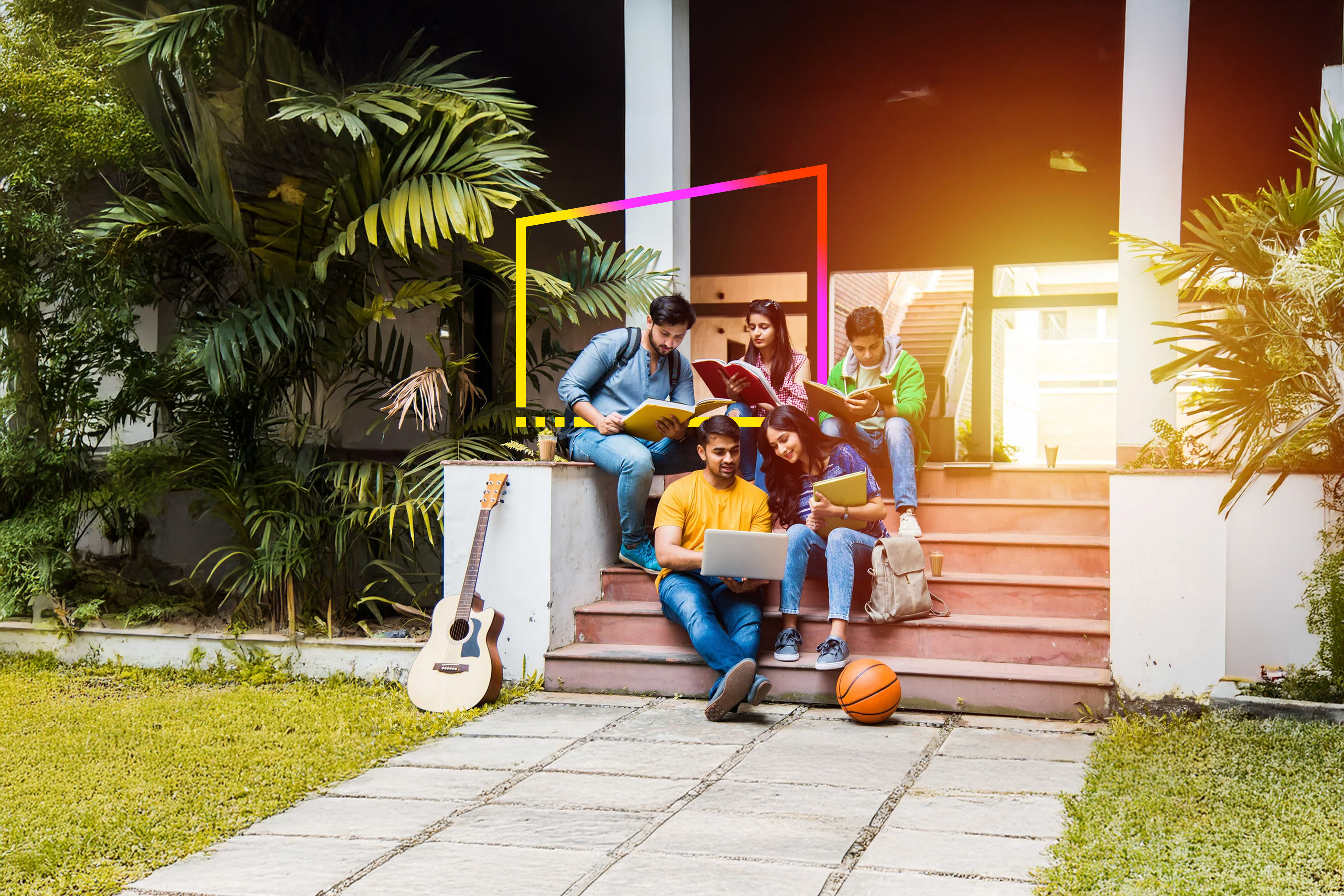 Girl studying with laptop